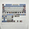 Close-up of Arknights Amiya PBT MDA keycaps, highlighting dye-sublimated details and ergonomic profile