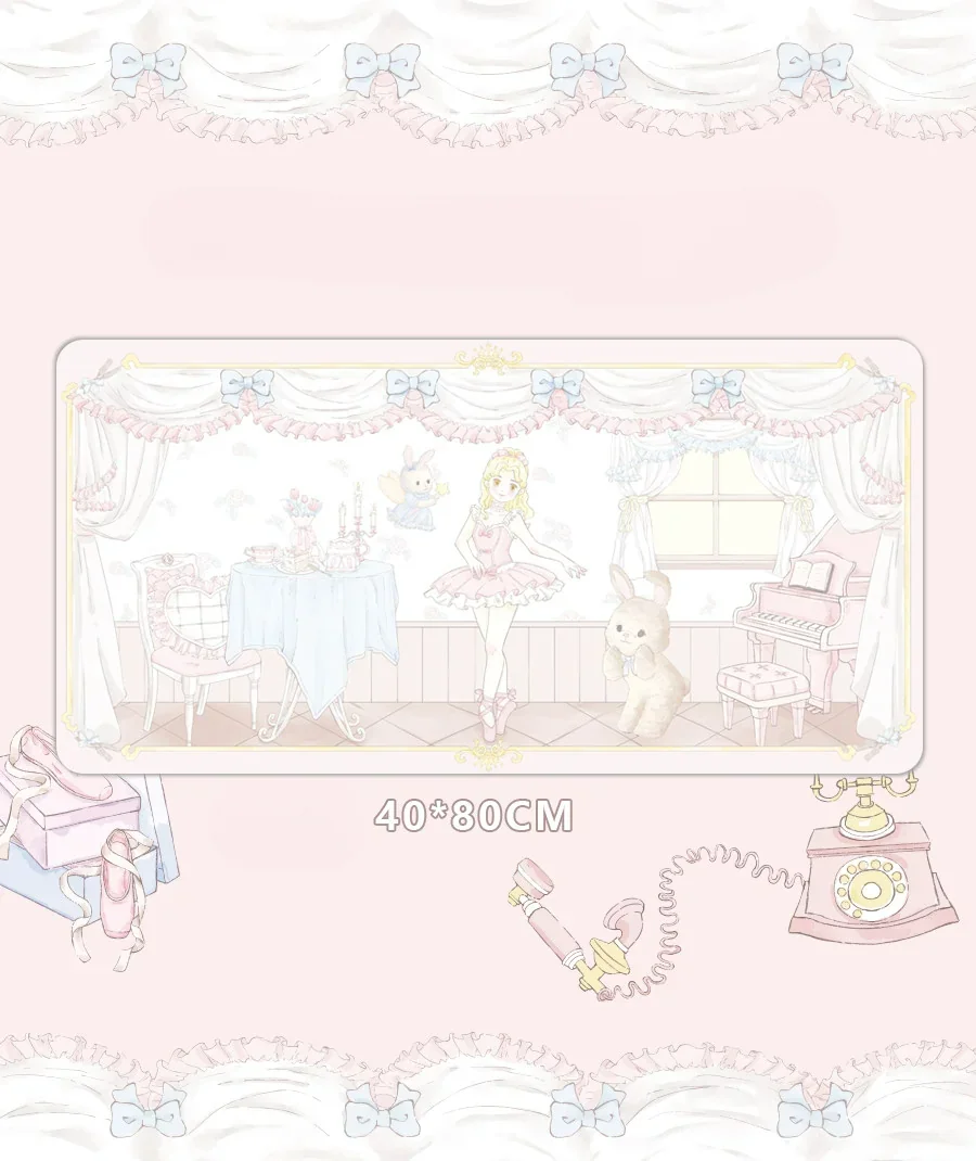 Close-up of a Ballet Poetry desk mat with a graceful dancer silhouette and elegant lines.