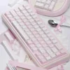 Ballet Poetry PBT Keycap Set on a mechanical keyboard with soft pastel keycaps and delicate ballet motifs.