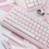 Close-up of Ballet Poetry Dye-Sub PBT Keycaps showcasing intricate ballet slipper and ribbon designs.