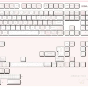 Ballet Poetry Keycap Set installed on a white mechanical keyboard, showing overall aesthetic.
