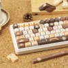 Detailed view of PBT dye-sublimation on Bear Bakery keycaps