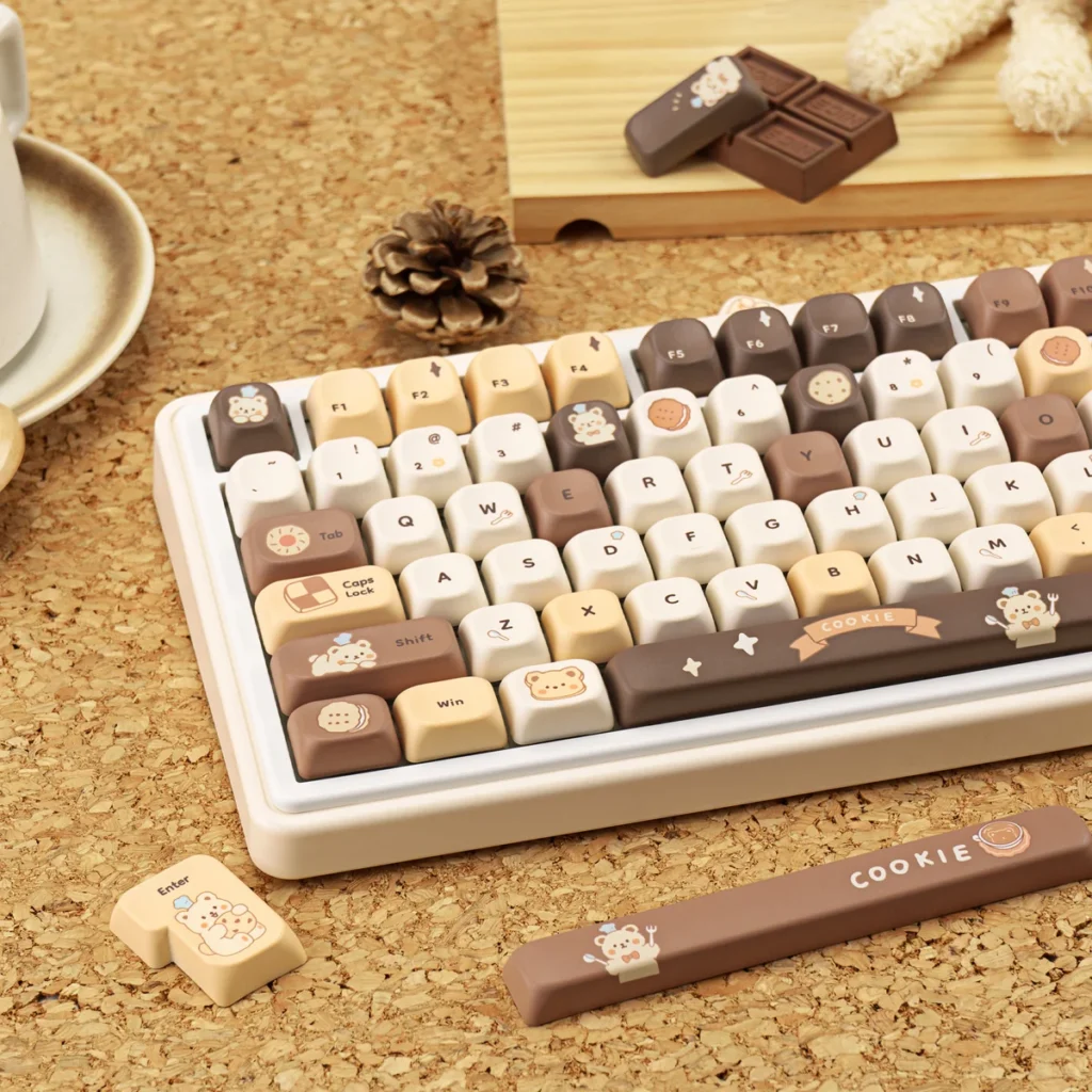 Detailed view of PBT dye-sublimation on Bear Bakery keycaps