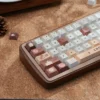 Close-up of Bear Bakery keycaps with pastry designs