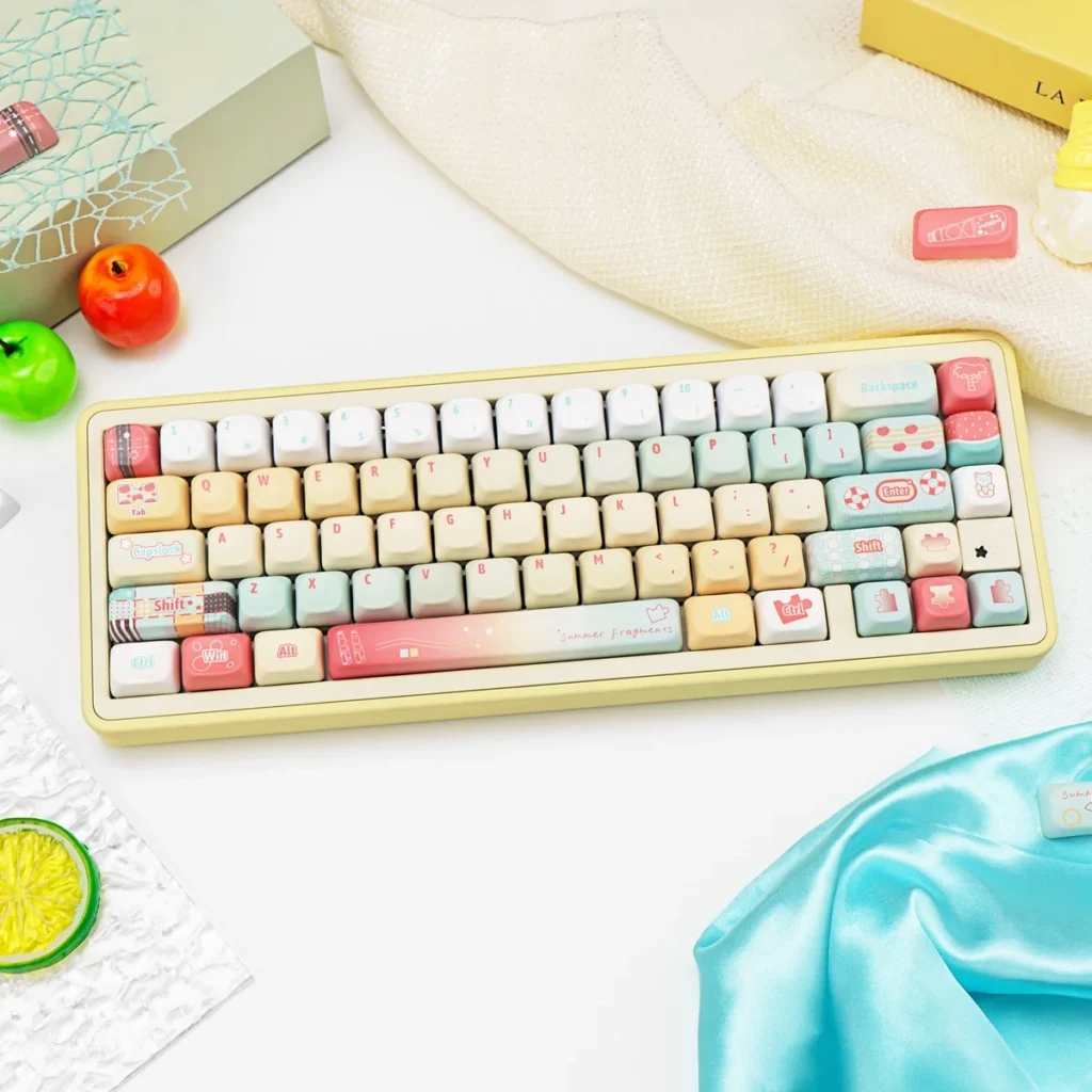 Bubbly Ramune PBT Dye-Sub Keycap Set on mechanical keyboard