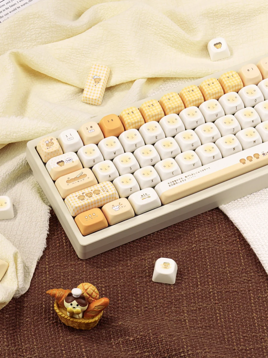 Angle view of Burnt Toast Series Keycap Unique Burnt Toast PBT showing color layering and layout presence