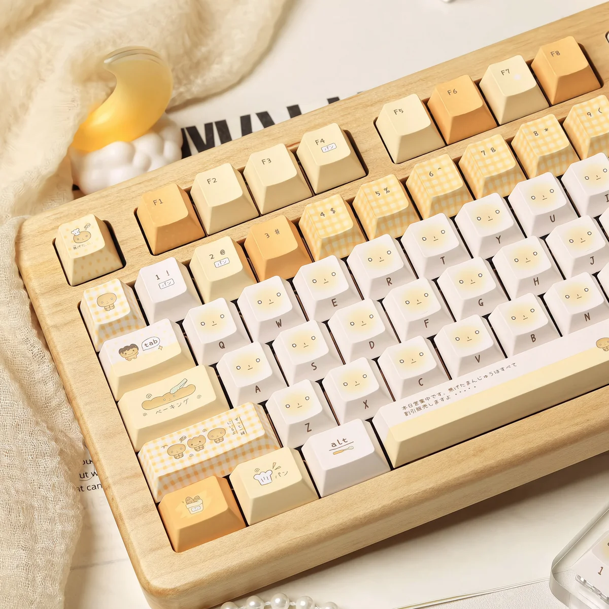 Burnt Toast Series Keycap Unique Burnt Toast PBT installed on a mechanical keyboard setup