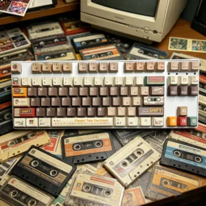 Cassette Gentleman Cherry Keycap Unique hero image featuring Cassette Gentleman Keycap Set