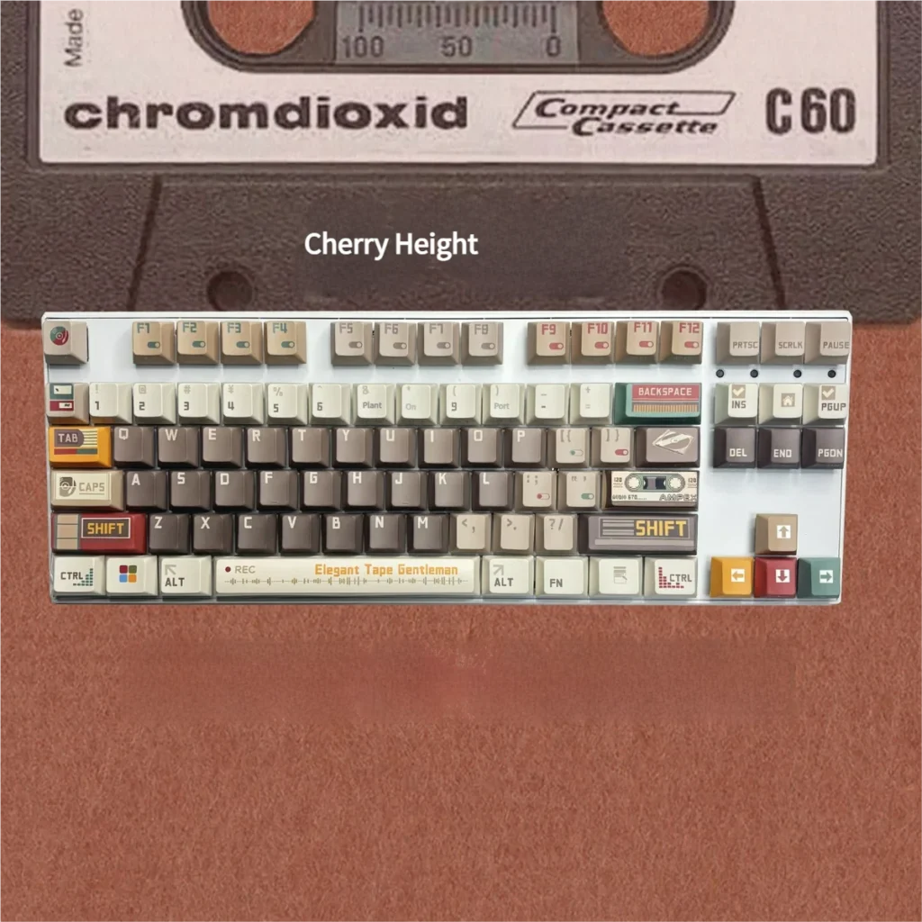 Side profile of Cassette Gentleman Cherry Keycap Unique showing keycap set shape and fit