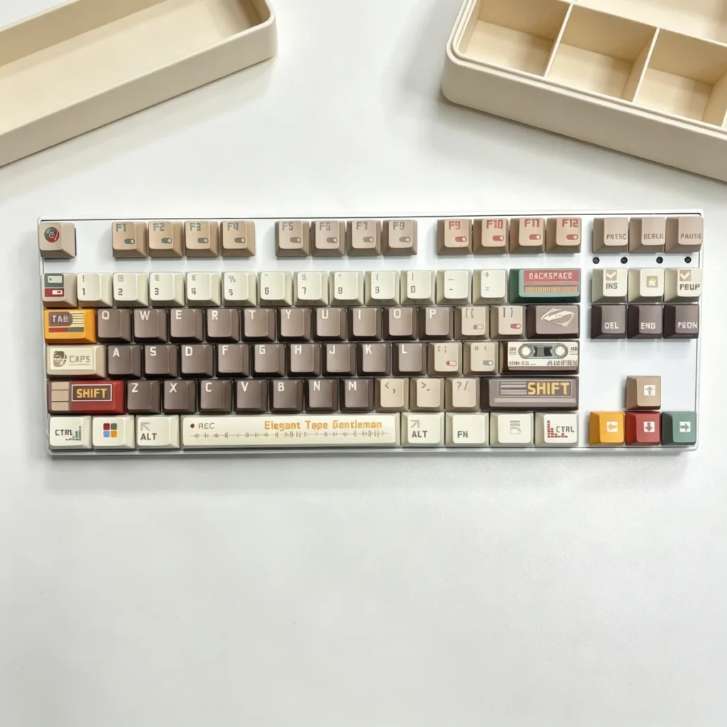 Detailed texture view of Cassette Gentleman Cherry Keycap Unique design and material
