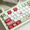 Cherry profile PBT apple keycaps from an angled view