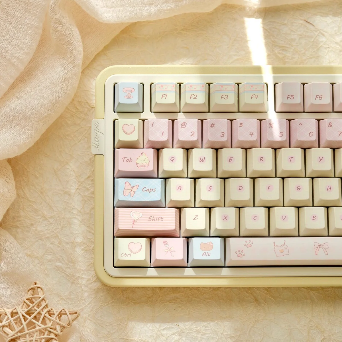 Ergonomic Cherry profile keycaps from Romance Until Death set, side view.