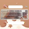 Close-up view of Chocolate PBT keycaps highlighting the crisp dye-sublimated legends and PBT texture.