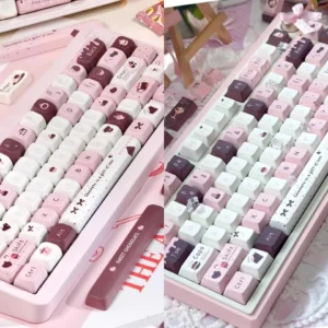 Chocolate Strawberry Keycap Set - Full layout view on keyboard