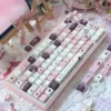 Top-down view of Chocolate Strawberry Keycap Set illustrating full coverage