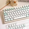 Detailed shot of a Coastal Mist keycap's legend and finish