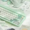 Mint green translucent keycaps with soft RGB backlighting