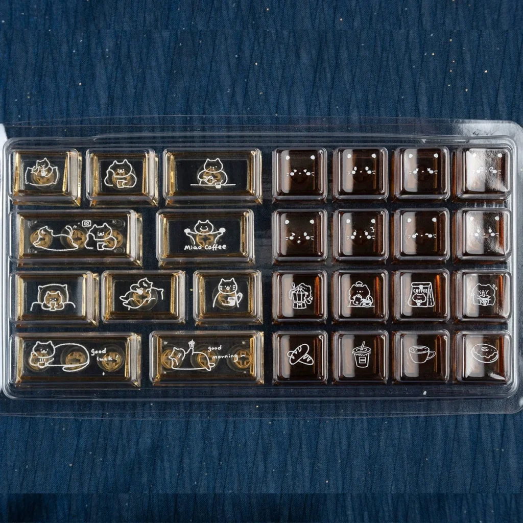 Example of Coffee Cat Keycap Set layout compatibility on a TKL or 60% keyboard
