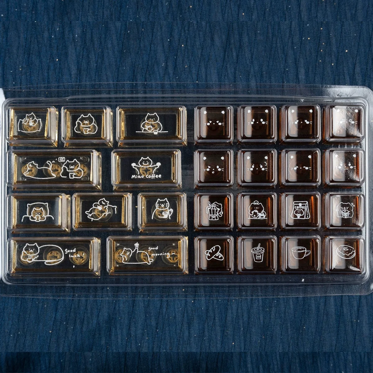 Example of Coffee Cat Keycap Set layout compatibility on a TKL or 60% keyboard