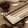 Coffee Cat Keycap Set installed on a mechanical keyboard, showcasing the overall aesthetic