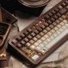 Close-up of PBT dye-sublimated legends on Coffee Cat keycaps, showing crisp detail