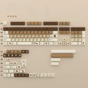 Texture and feel close-up of the smooth, durable PBT Coffee Cat keycaps