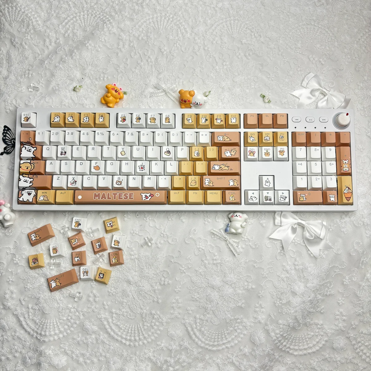 Full layout of 130-key Maltese Dog PBT keycap set