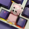 Close-up of a hand-painted Corgi butt artisan keycap showcasing intricate details.