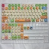 Lifestyle shot of the Crayon Shin-chan keycap set enhancing a desk setup with playful charm.