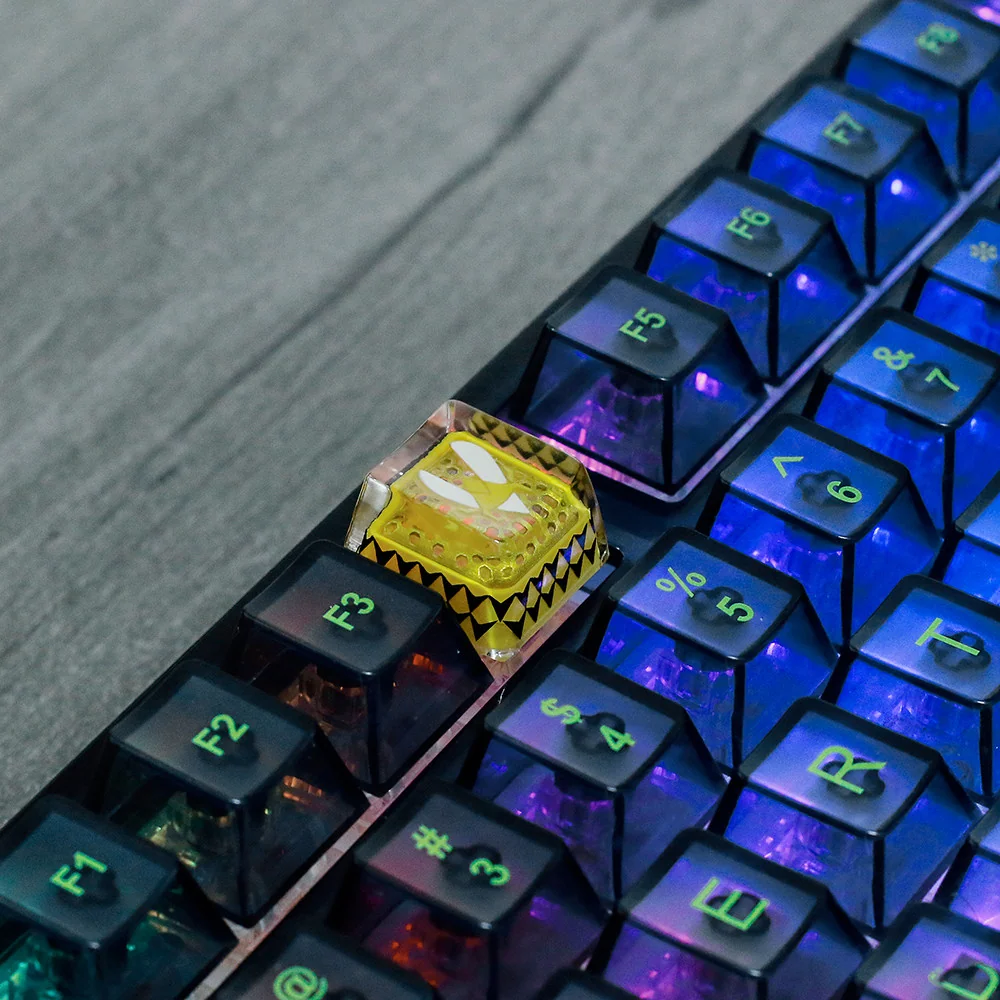 Side view of OEM profile CSGO keycap on gaming keyboard