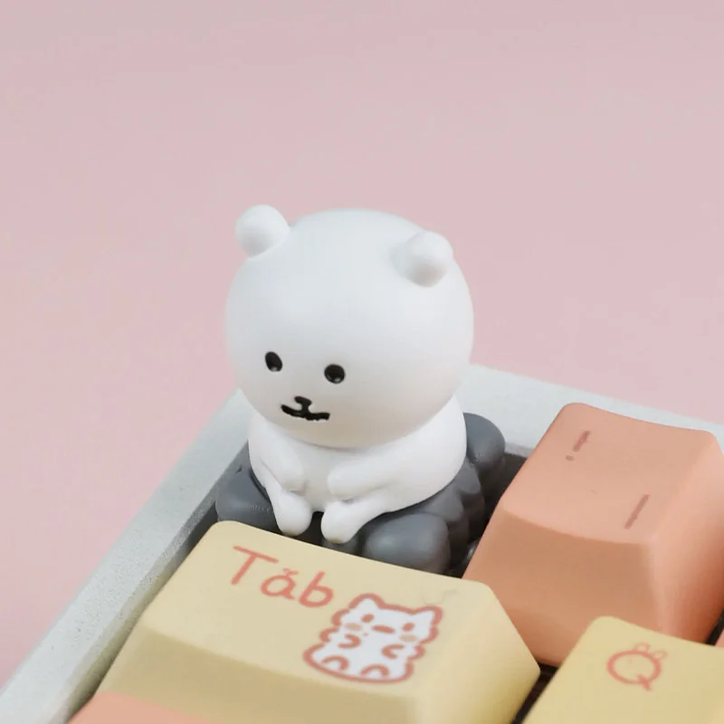 Chiikawa Joke Bear artisan keycap enhancing a custom keyboard setup