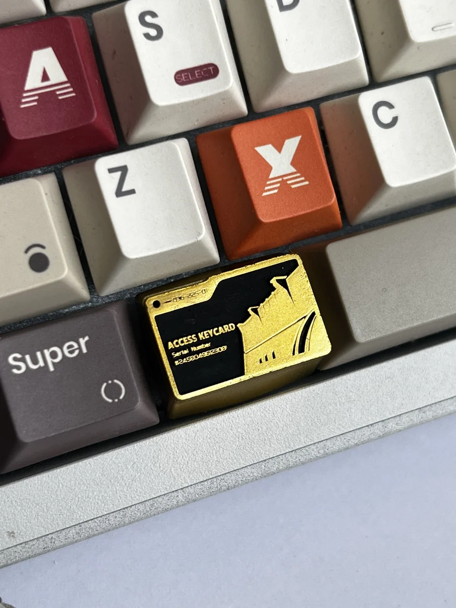 Dynamic angle of the Delta Force keycap, emphasizing its tactical military theme and craftsmanship.