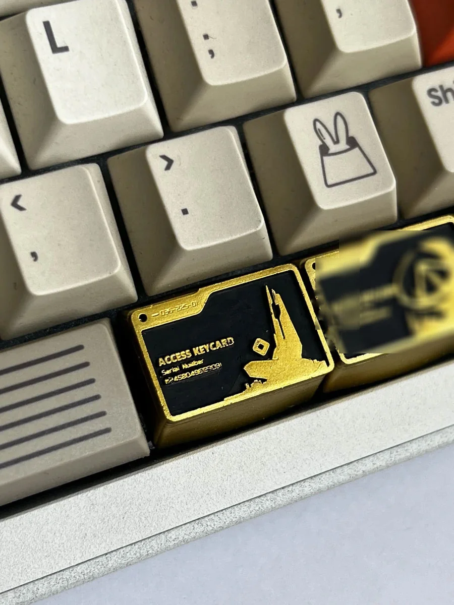 Side view of Delta Force keycap showcasing its profile and resin material texture.