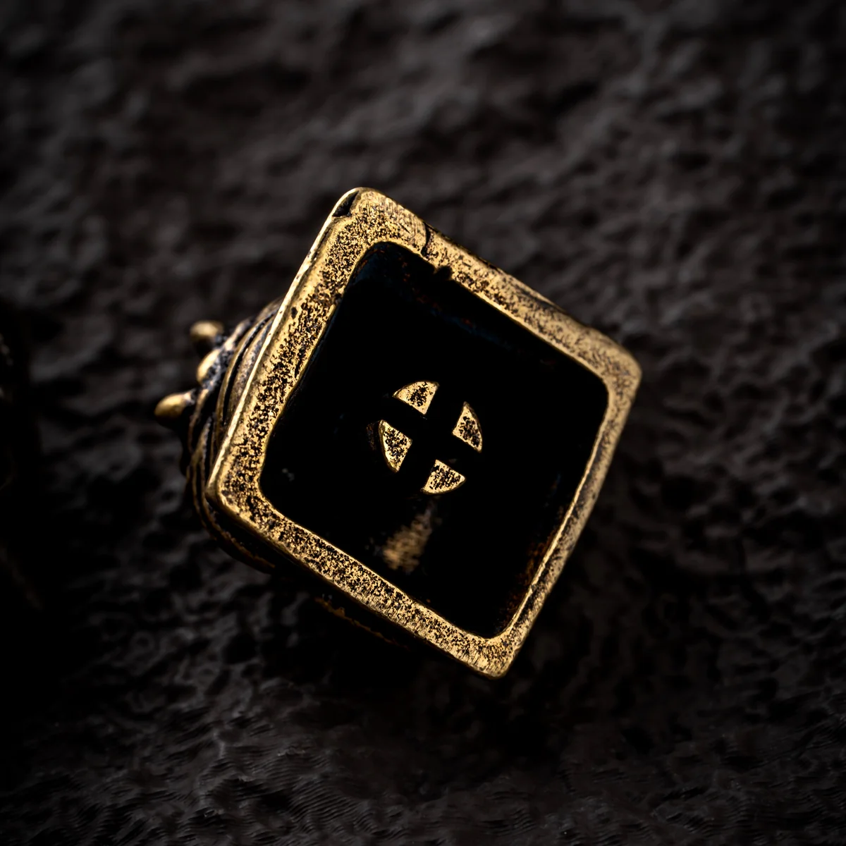 Top-down view of the Retro-Punk Demon Keycap, showcasing its unique design