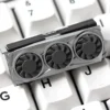 Top-down perspective of the 2.25U resin graphics card keycap, emphasizing its size and craftsmanship.