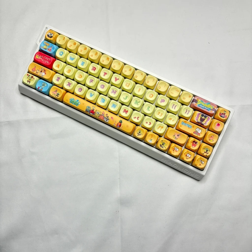 Durable PBT material texture of SpongeBob themed keycaps