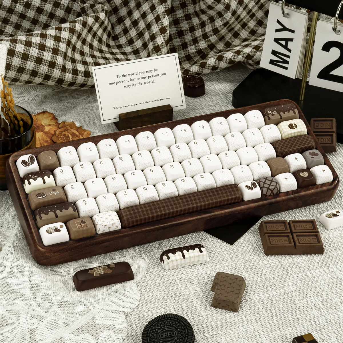 Detailed view of dye-sublimated legends on keycaps