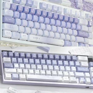 Ethereal Butterfly PBT Keycap Set on mechanical keyboard, top-down view