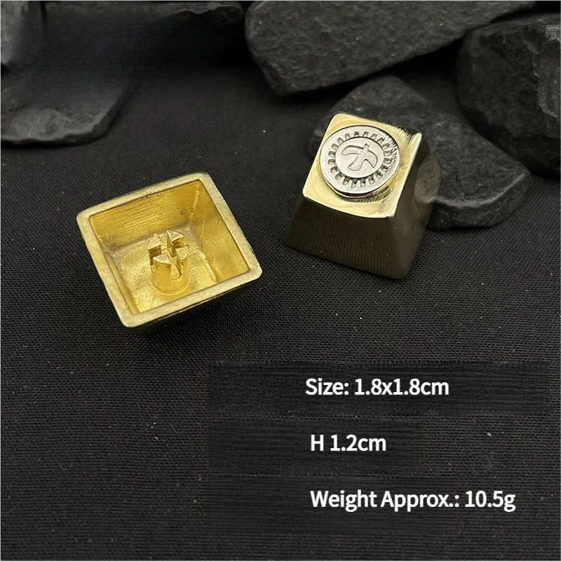 Side profile of Flying Bird Mark Series Handcrafted pure copper showing artisan keycap shape and fit