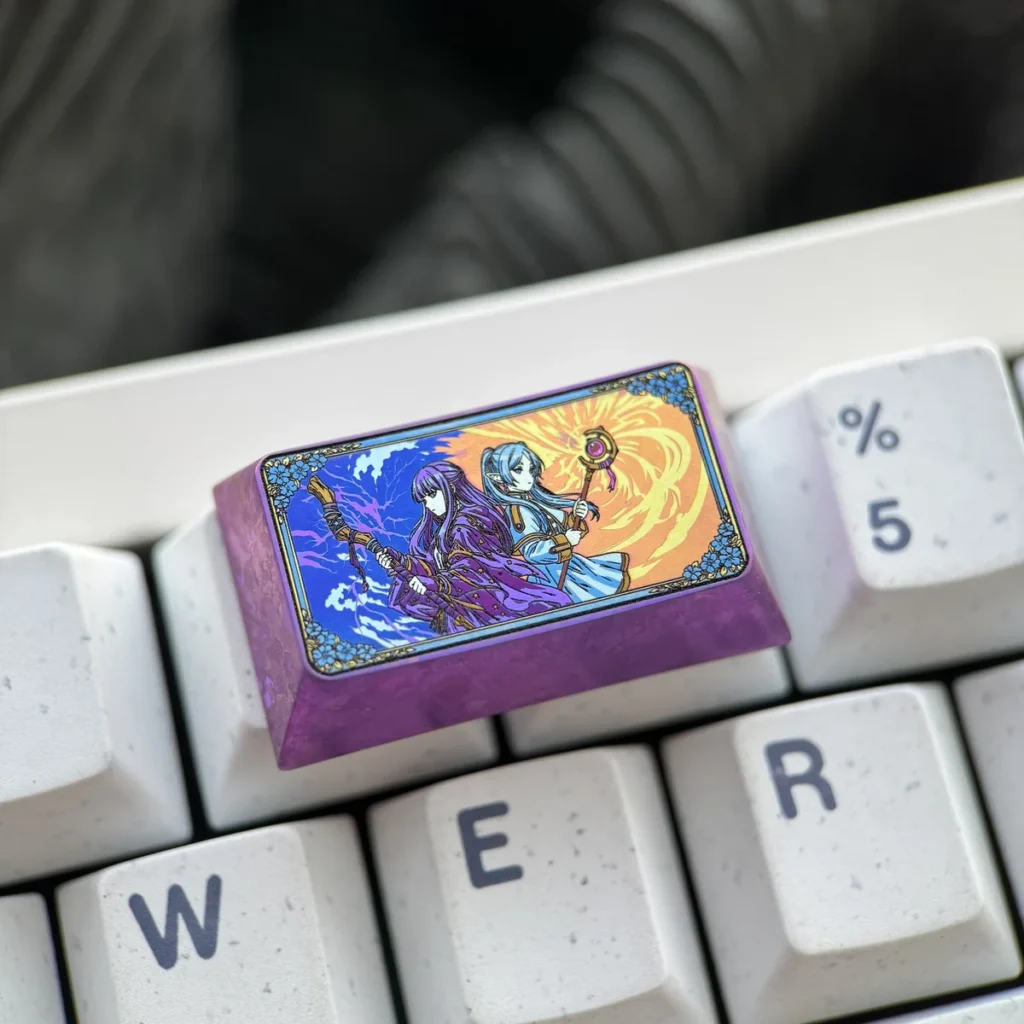 Overhead view of the complete 75-key Frieren & Fern Keycap, ready for installation