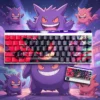 Gengar Crimson PBT Keycap Set with side-lit legends on mechanical keyboard