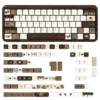 Crispy Dark Chocolate PBT keycaps in a studio setting