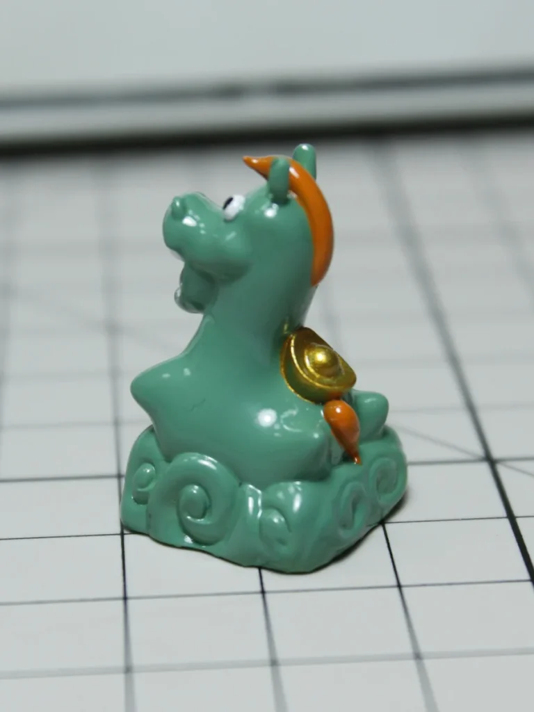 Top-down view of Green Pony Keycap, showcasing its unique design and texture