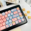 Hello Kitty keycap set spread out, showing full 130-key layout compatibility