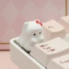 Side profile of Hello Kitty Ghost Hello Unique Ghost Hello Kitty showing artisan keycap shape and fit