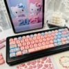 Hello Kitty PBT Dye-Sub Keycap Set on a white mechanical keyboard