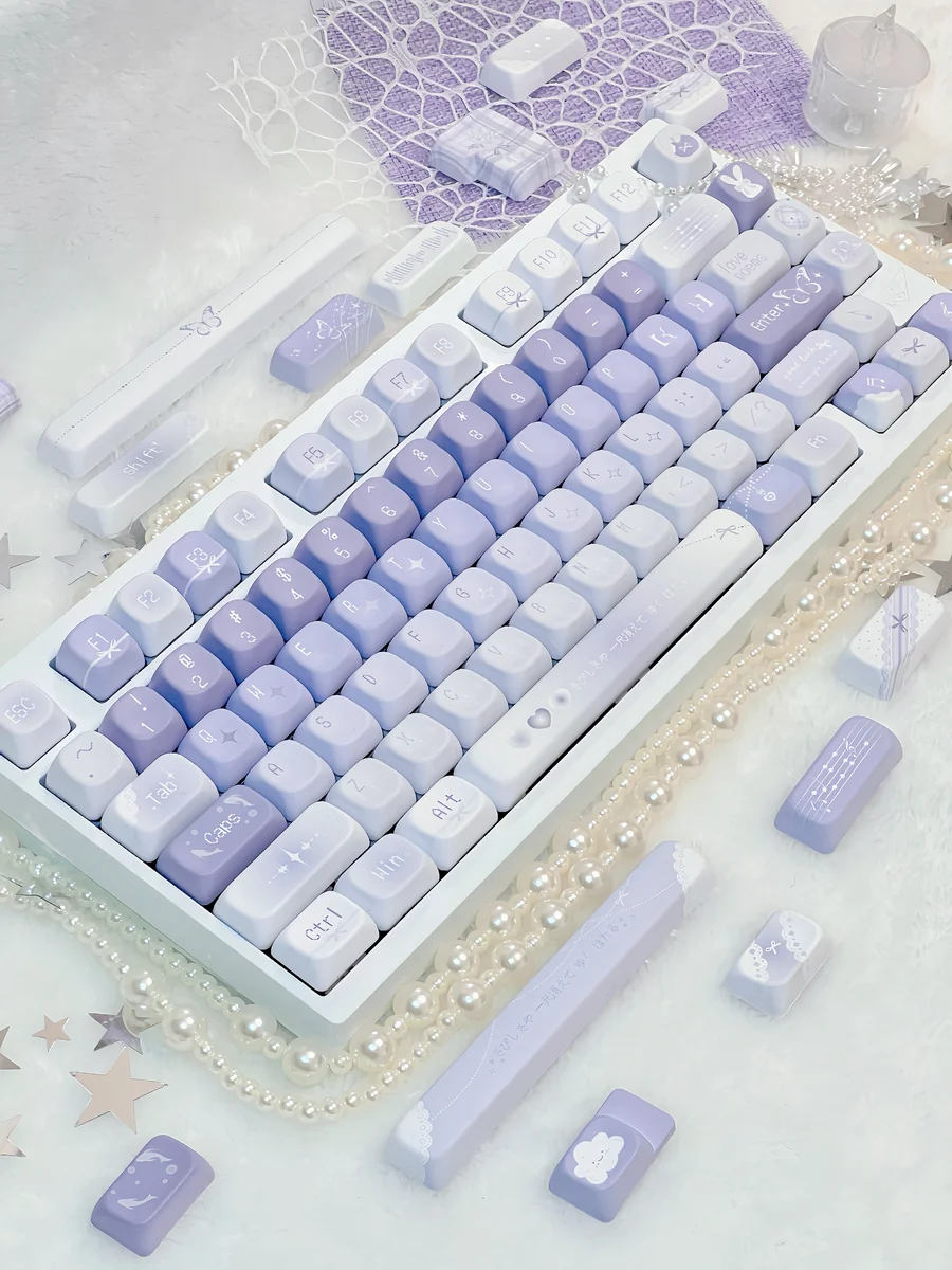 Macro shot of a butterfly motif keycap, highlighting intricate detail and vibrant color