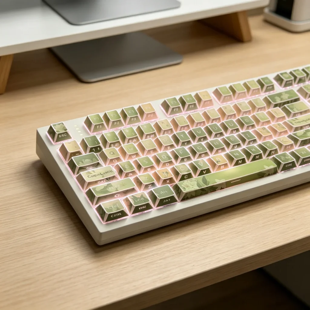 Detail shot of a modifier key from the Jasmine Snow Bud set, emphasizing the elegant jasmine motif and legend clarity.