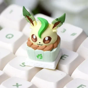 Leafeon artisan keycap on a mechanical keyboard