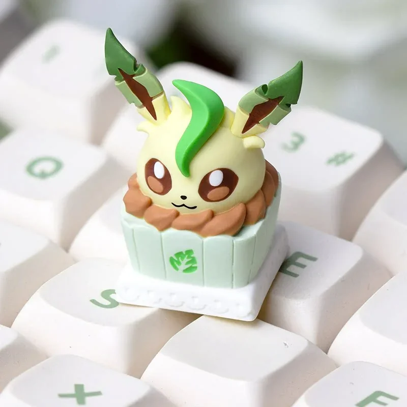 Leafeon artisan keycap on a mechanical keyboard